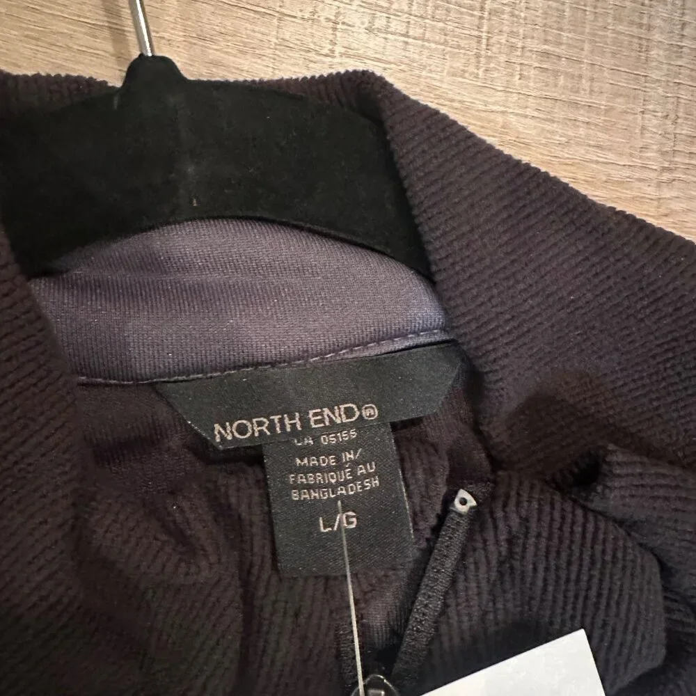 NORTH END MENS TEXTURED BLACK AND GRAY ZIP JACKET NEW LARGE